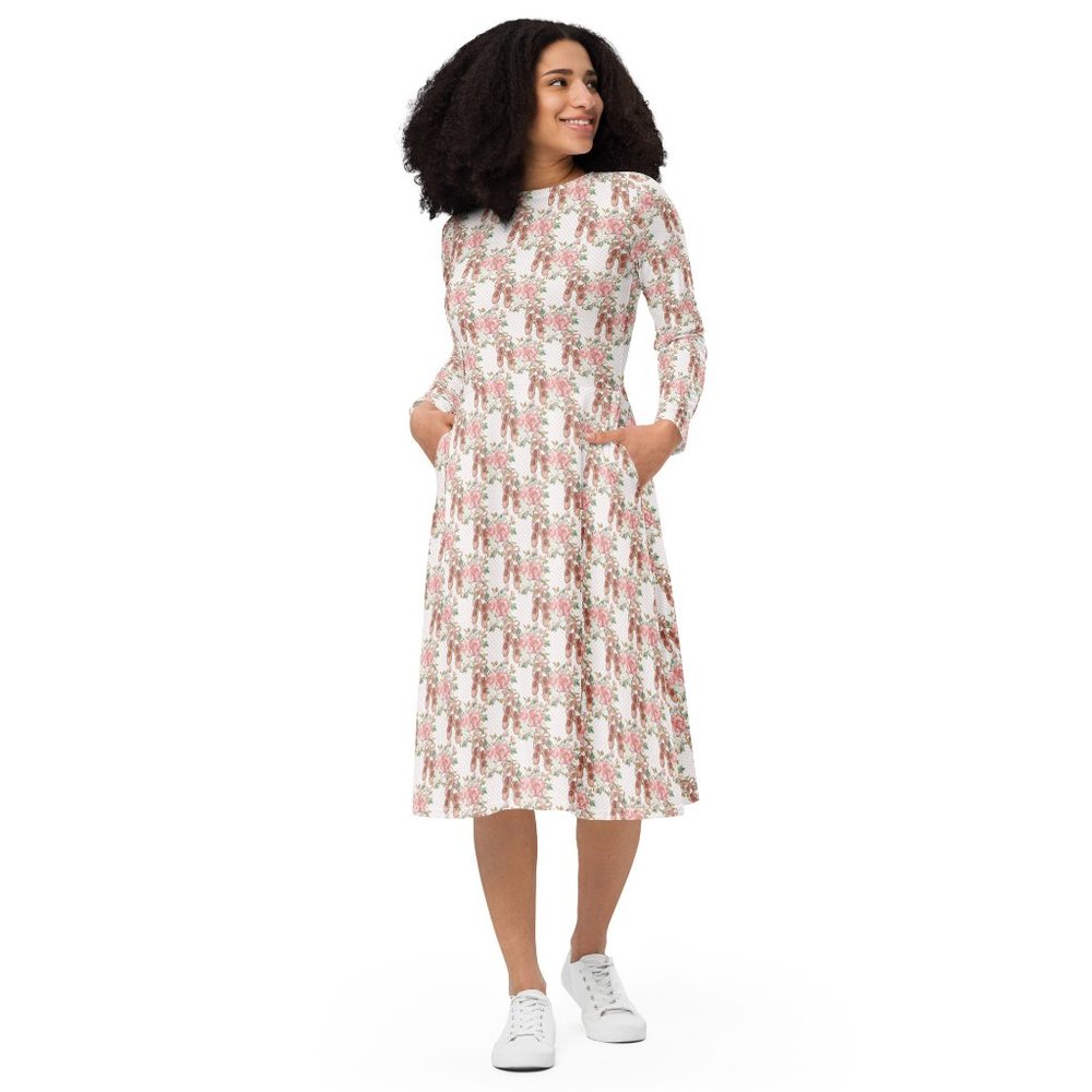 Coquette Aesthetic Ballerina Pointe Shoes Long Sleeve Dress